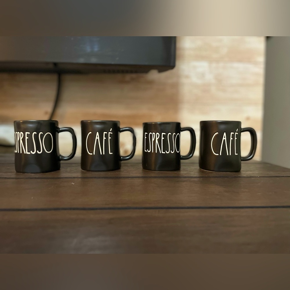 Rae Dunn Black set of 4 espresso cups